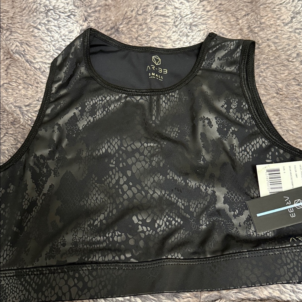 AR33 Black Snake Print Sports Bra